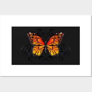 Monarch Butterfly on Gothic Background Posters and Art